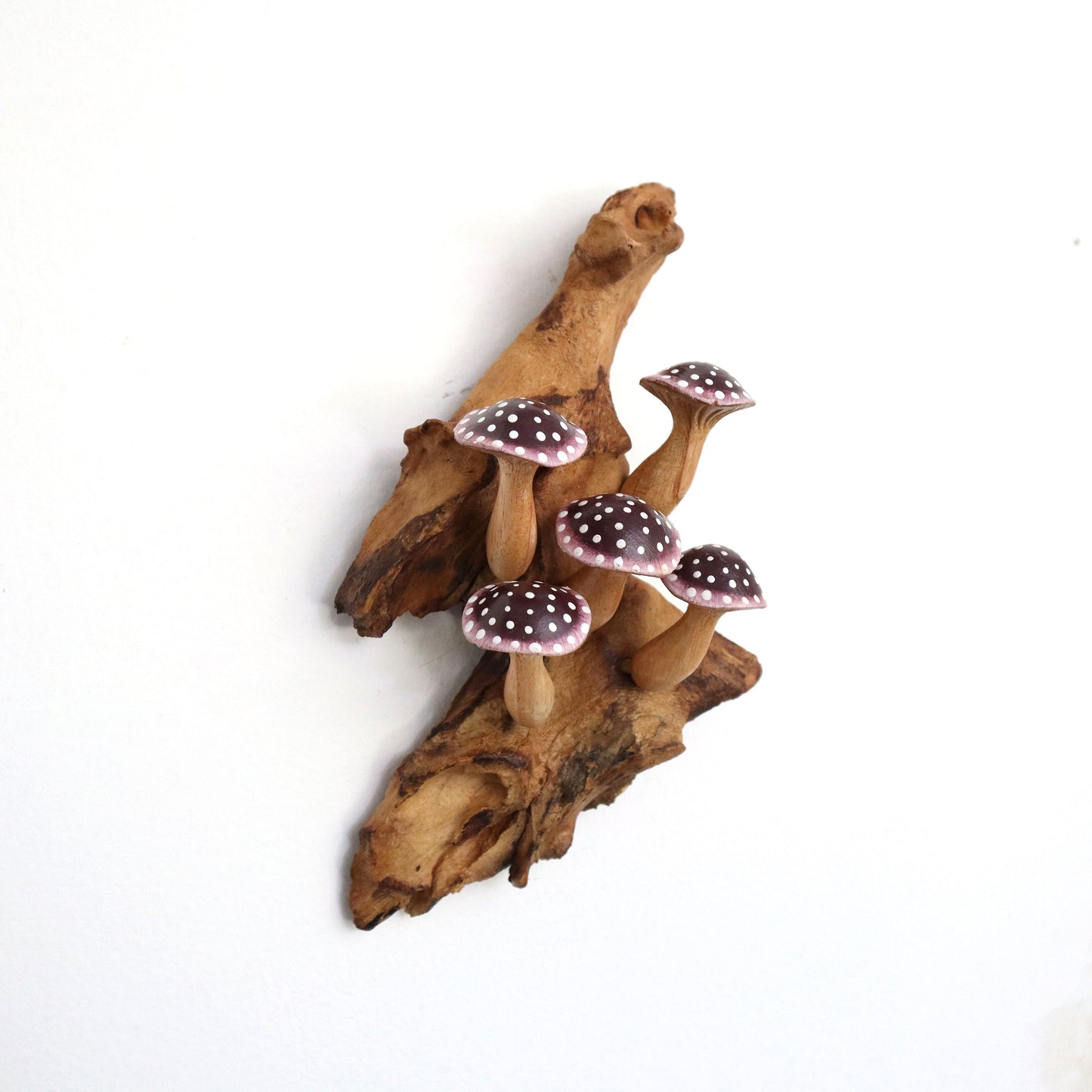 Wooden Purple Mushroom Wall Decor